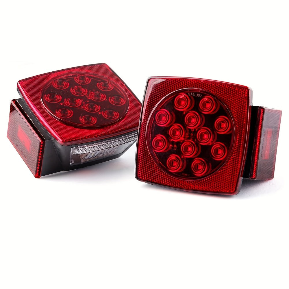 Trailer LED Light Kit 12V – Stop Turn Tail Brake License Plate & Side Marker Lights with Connectors for Trailers Under 80"