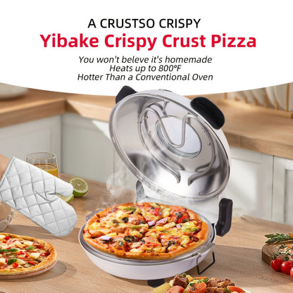 Indoor Pizza Oven Countertop, 12-Inch Electric Pizza Maker Machine for Home Kitchen, Heats Up to 800°F