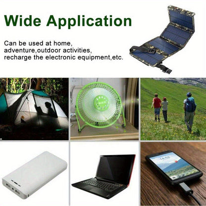 Portable Folding Solar Panel Charger with USB Port, 20% Monocrystalline Silicon Efficiency