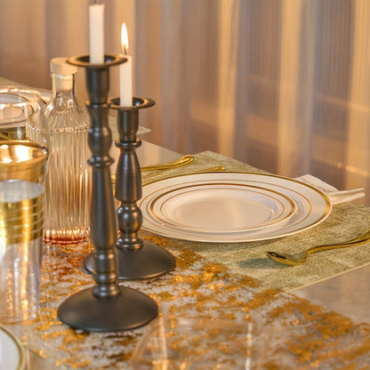 Disposable Party Dinnerware Set 350 700 Pieces Gold Silver Plastic Plates Salad Plates for Entryways, Bedrooms and Living Spaces