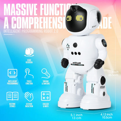 Gesture Control RC Robot Toy for Kids, Voice Recording, Programming, EMO LED Infrared Intelligent Interactive Robot