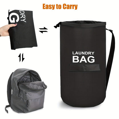 Large Laundry Bag Backpack with Adjustable Shoulder Strap | Foldable Portable Laundry Basket Machine Washable | Space Saving Hamper