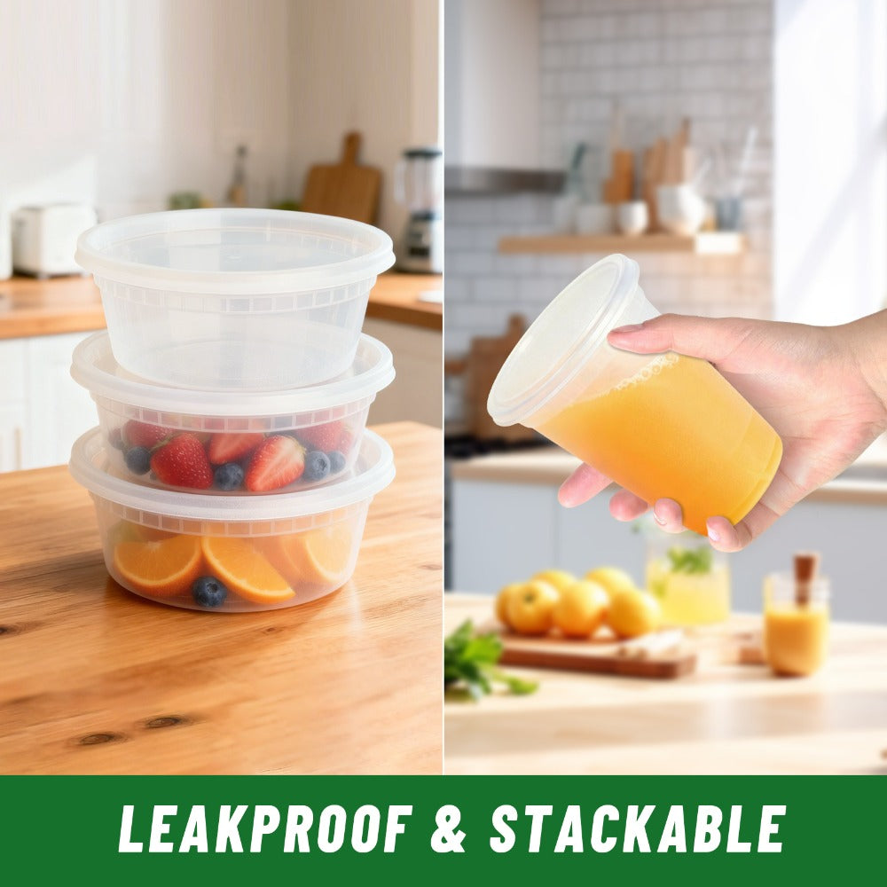 Food Storage Containers 24-Pack 8 oz Deli Boxes with 24 Fitted Lids for Portion and Refrigerator Storage