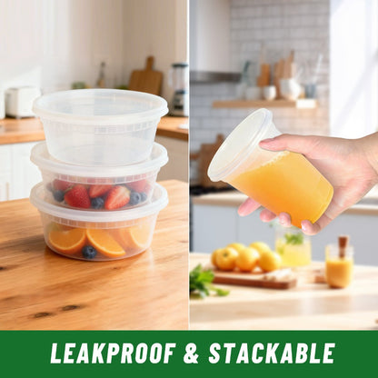 Food Storage Containers 24-Pack 8 oz Deli Boxes with 24 Fitted Lids for Portion and Refrigerator Storage