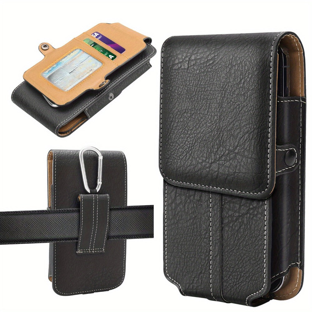 Phone Holster Belt Clip PU Leather Universal Waist Pouch 5.2–7.2 Inch – Vertical Carry Case with Metal Clip & Belt Loop for iPhone 16 15 14