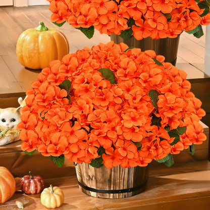 Artificial Flowers 13.77-Inch Geranium, Rose, Marigold or Hydrangea Styles in 8 and 16-Piece Options