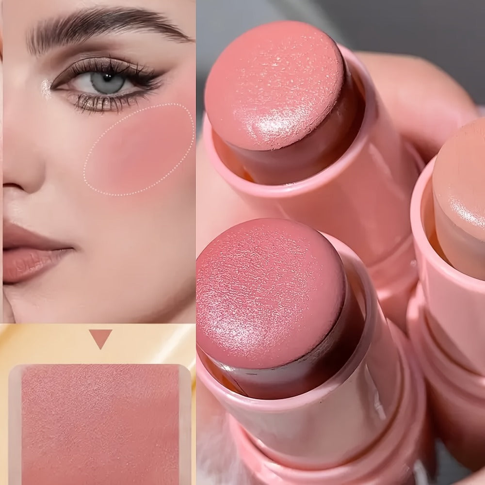 Matte Cream Blush Stick Set 3pcs Multifunctional, Waterproof Non-Greasy Formula, Blendable Color for Cheeks Lips & Eyes