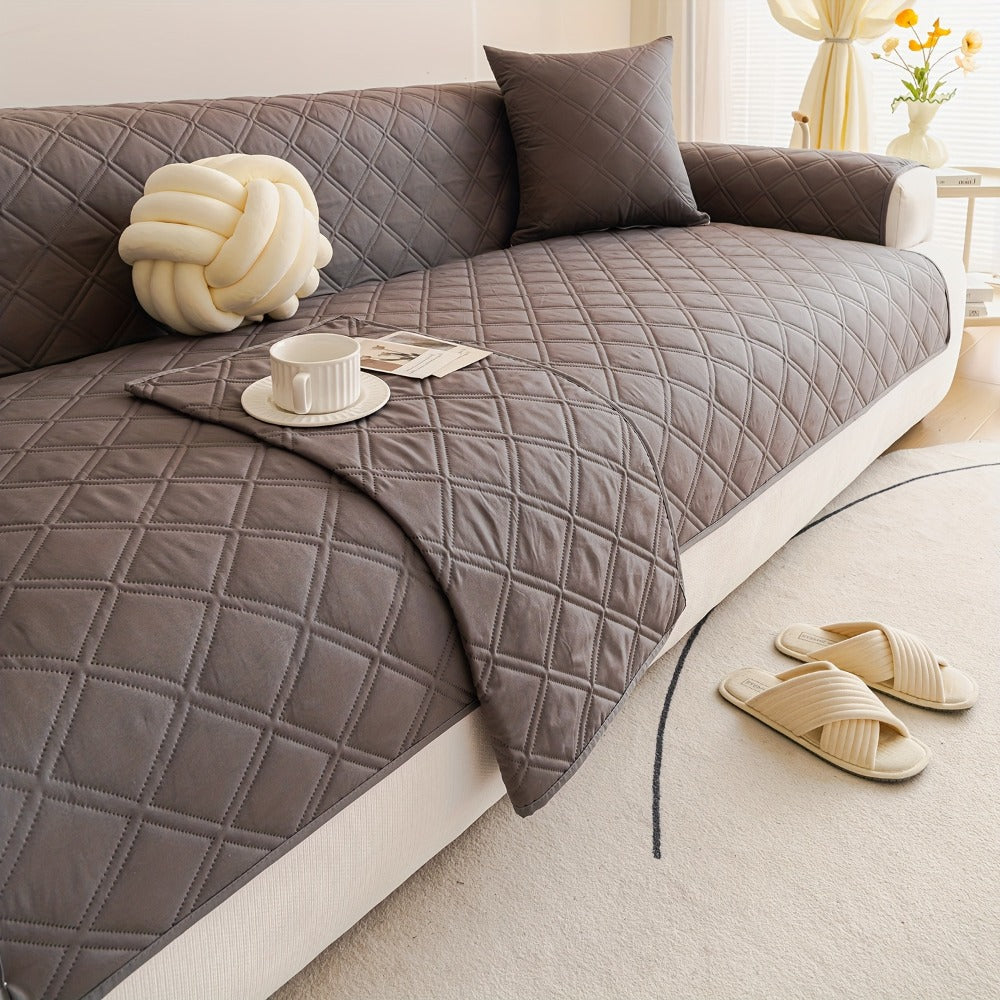Sofa Cover Three-Piece Soundwave Embossed Set with Sofa Panel, Two Armrest Covers and Backing Mat