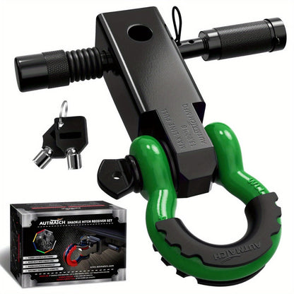 Shackle Hitch Receiver Kit 2 Inch – 45, 000 lbs Break Strength, Drop-Forged Steel, Lock Pin & D-Ring, Fits Truck RV ATV Boat, 8 Colors