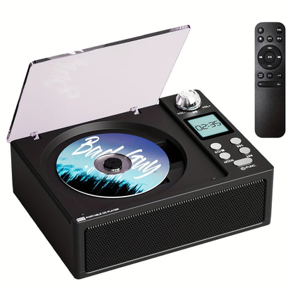 CD Player with Bluetooth Stereo Speakers, FM Radio, USB Playback, AUX Input, LED Display, Remote Control