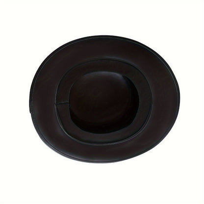 Genuine Leather Top Hat Steampunk Gentleman Shapeable Brim, Real Cowhide Low Crown Topper for Men & Women S-3XL