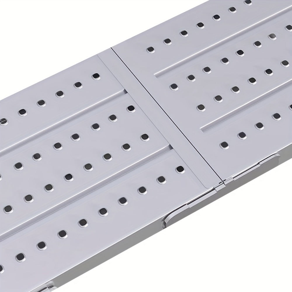 Adjustable Folding Scaffolding Work Platform, Portable Drywall Bench Step Ladder with Anti-Slip Feet & Safety Lock