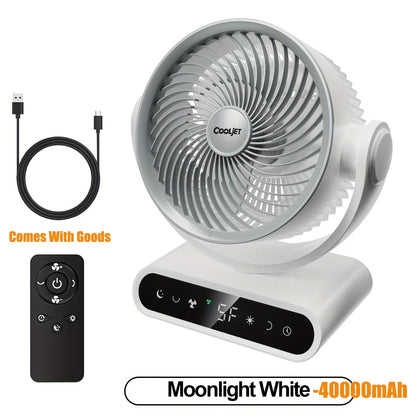 Camping Fan with LED Light Battery Powered 20000mAh 40000mAh 9-Inch 5-Speed Remote Control for Entryways, Bedrooms and Living Spaces