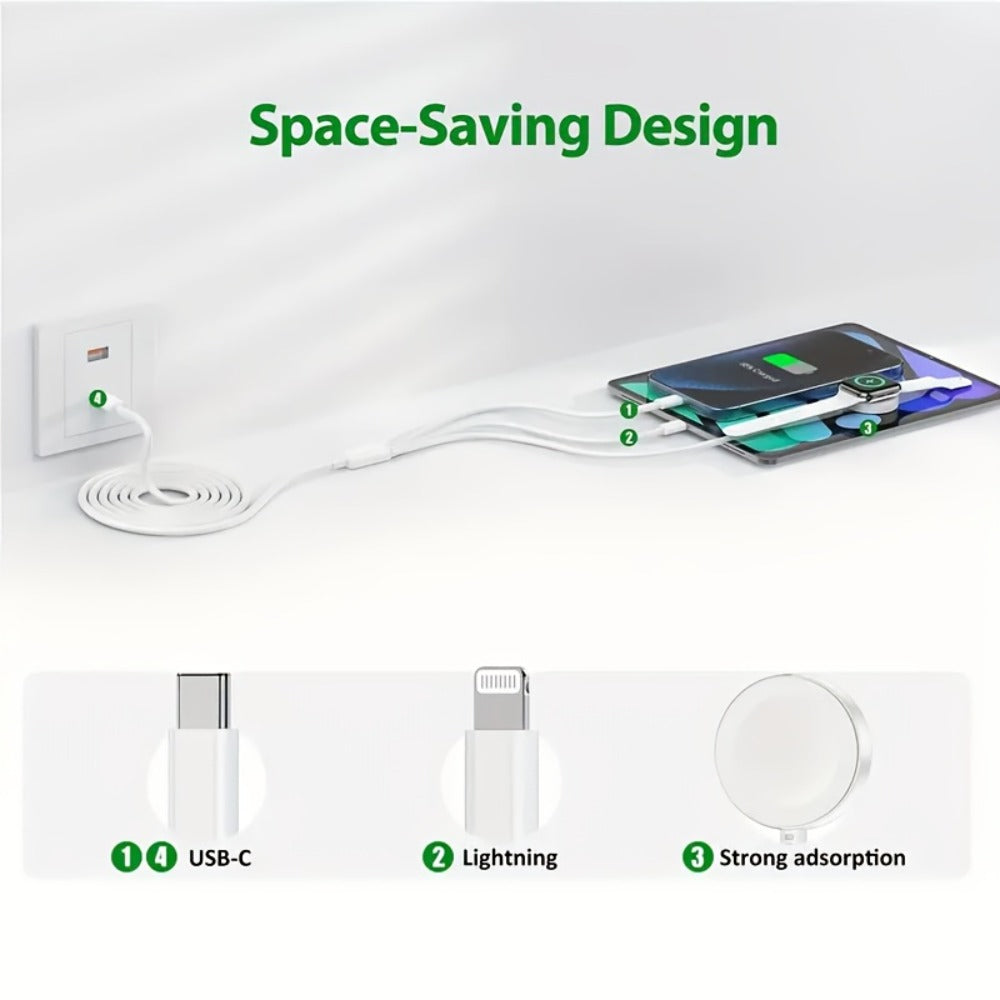 Apple Watch Charger Set 3-in-1 Magnetic Cable 6.6ft with 20W USB-C Wall Charger for an Everyday Personal Care Routine