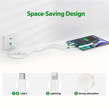 Apple Watch Charger Set 3-in-1 Magnetic Cable 6.6ft with 20W USB-C Wall Charger for an Everyday Personal Care Routine