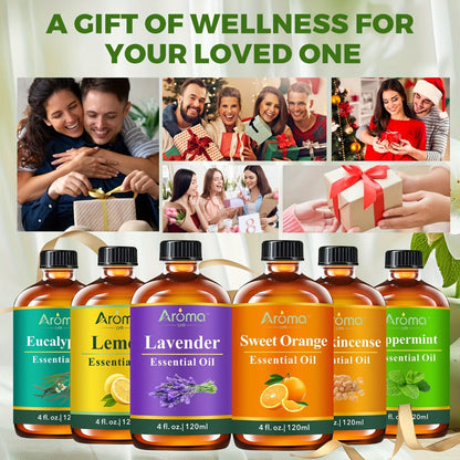 Lavender Essential Oil 4oz, Pure Aromatherapy Oil for Diffuser, Candle, Humidifier & Massage, Also in Eucalyptus