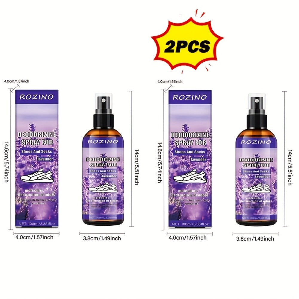 Foot Deodorizer Spray for Feet Socks & Shoes, Lavender Scent, Fast-Drying Odor Control, Glycerin Formula