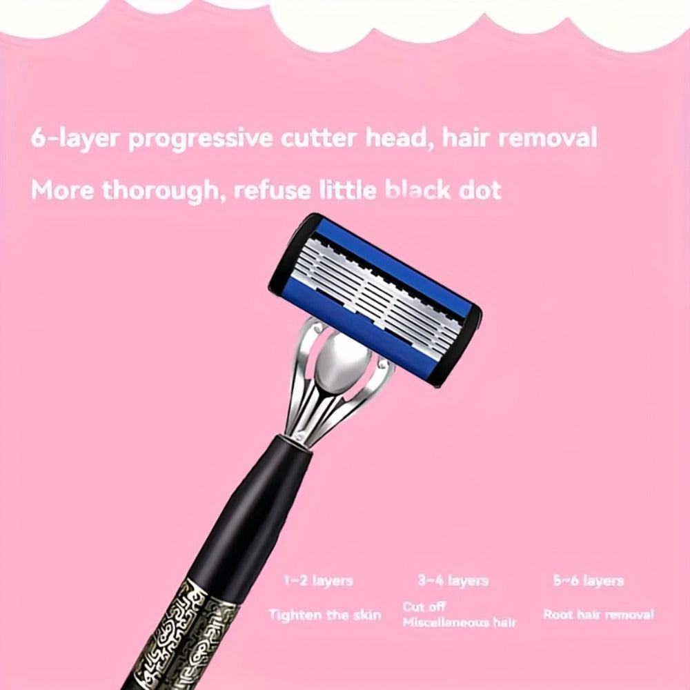 Replaceable Blade Razor for Men Stainless Steel Ultra-Sharp 36 or 72 Blades Anti-Slip Ergonomic Handle Smooth Safe Close Shave Daily