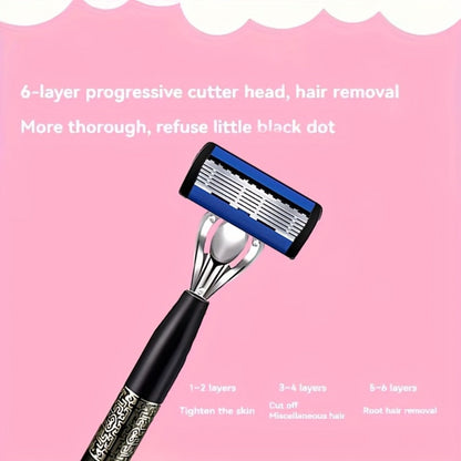Replaceable Blade Razor for Men Stainless Steel Ultra-Sharp 36 or 72 Blades Anti-Slip Ergonomic Handle Smooth Safe Close Shave Daily