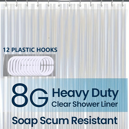 Clear Shower Curtain PEVA 8G Rust Proof Grommets 72x72 Inch – Premium Transparent Waterproof Modern Bathroom Curtain | Single or Set 2 |