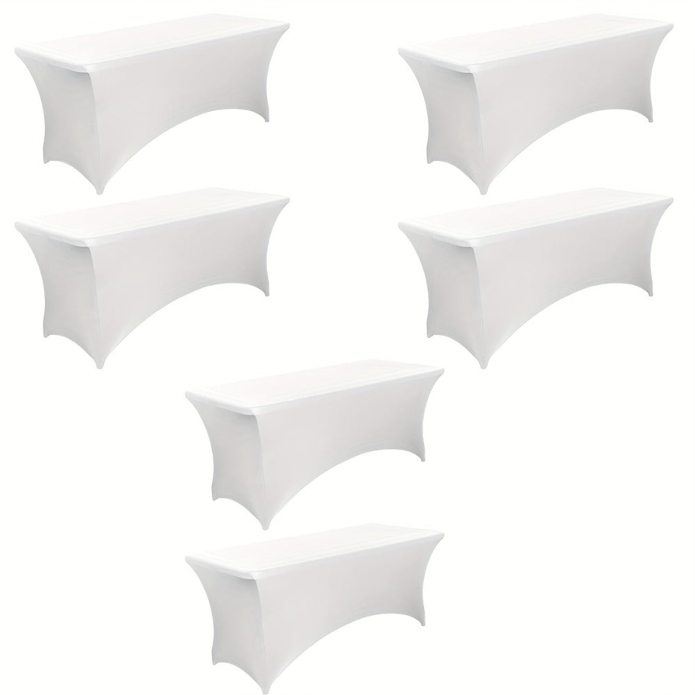 Tablecloth Fitted Stretch Cover Bulk Pack for 6-Foot Rectangle Tables in 6, 12 or 24 Pieces