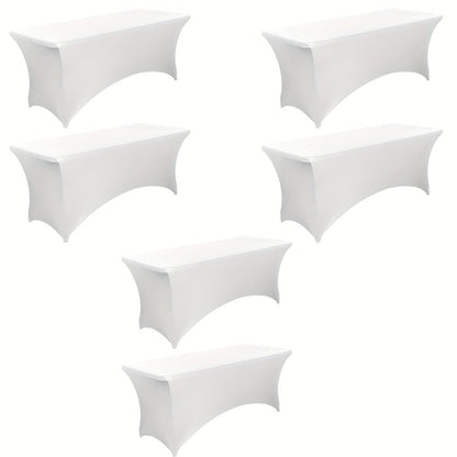 Tablecloth Fitted Stretch Cover Bulk Pack for 6-Foot Rectangle Tables in 6, 12 or 24 Pieces