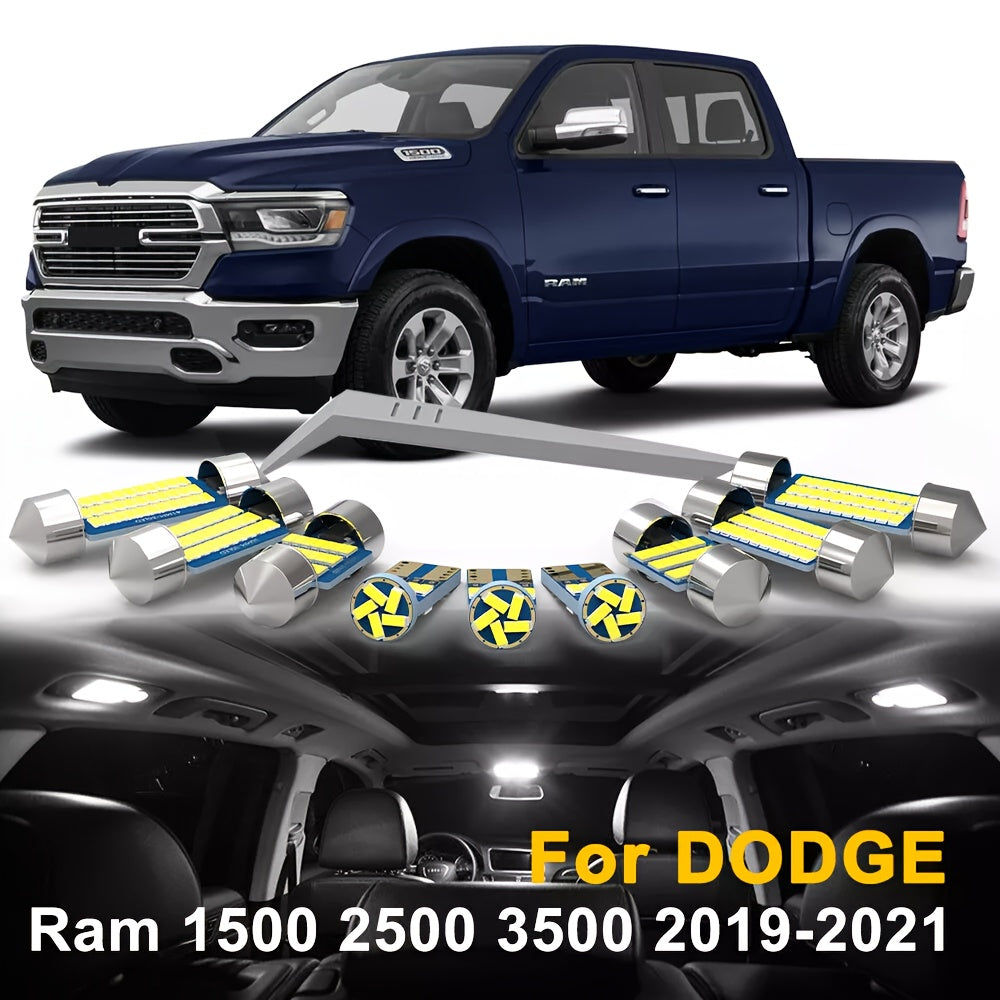 Interior LED Lights Kit for Dodge Ram 1500 2500 3500 – Canbus 6000K Cool White Map Dome Trunk License Plate Bulbs 1994–2023 (13–18 Pcs)
