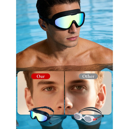 Two-Pack Mirrored Swim Goggles with Wide Lenses, Adjustable Straps, Earplugs, Nose Clip and Storage Case