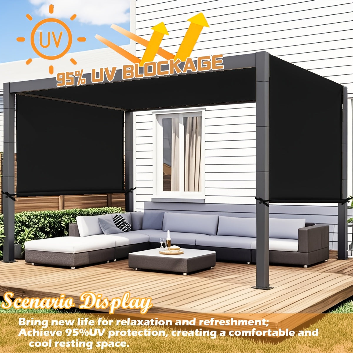 Pergola Canopy Replacement Retractable UV Block | Patio Shade Cover