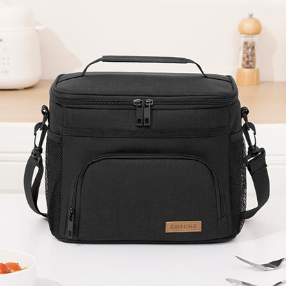 Insulated Lunch Bag with Adjustable Shoulder Strap – Leakproof Reusable Cooler Bag for Men Women Portable Fresh Keeper | Black Grey Blue |
