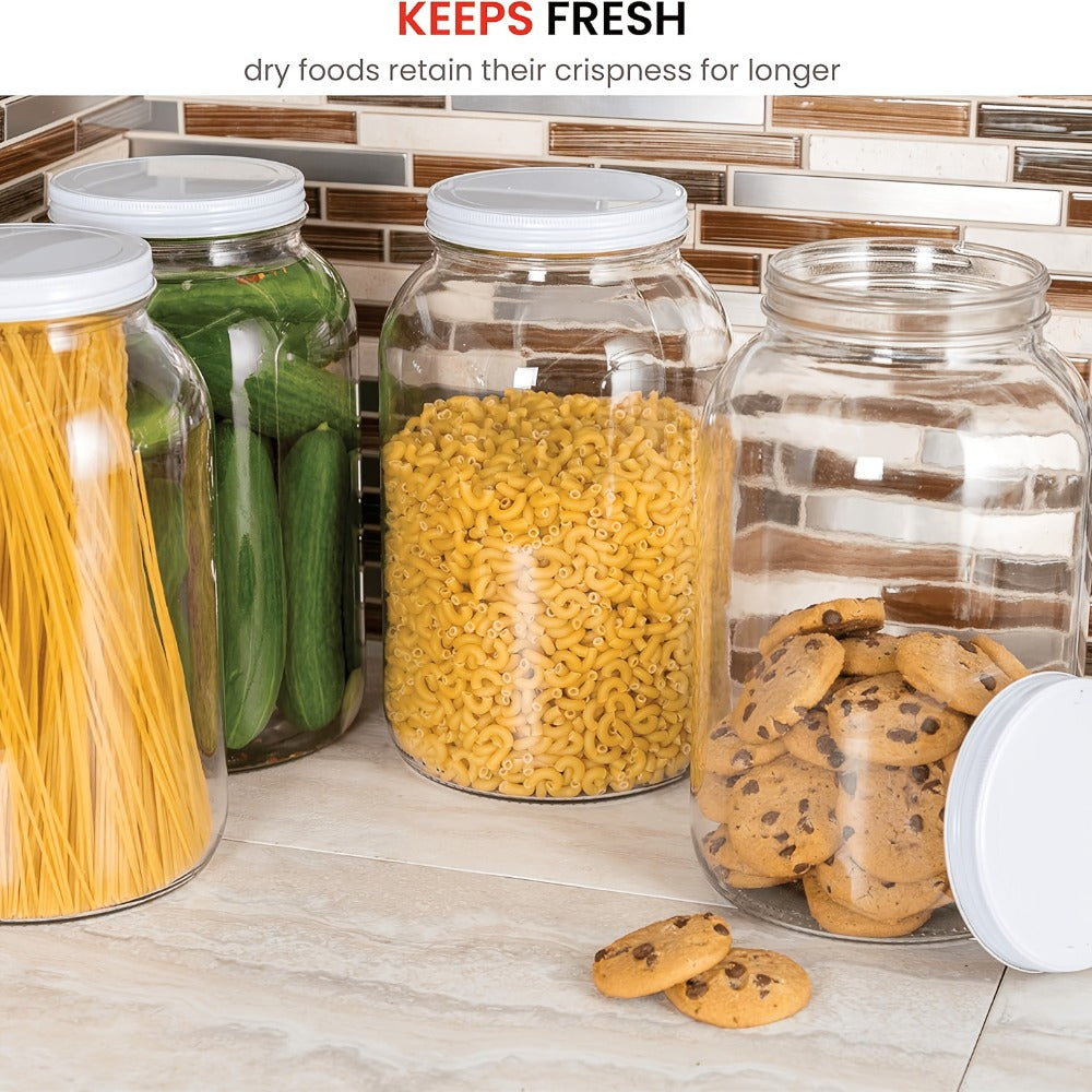 1 Gallon Wide Mouth Glass Jar with Flip Top Lid – Airtight Sealed Storage Jar for Fermentation, Pickling, Canning, Flour & Food Storage