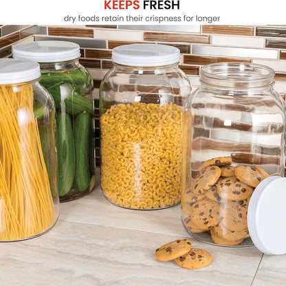 1 Gallon Wide Mouth Glass Jar with Flip Top Lid – Airtight Sealed Storage Jar for Fermentation, Pickling, Canning, Flour & Food Storage