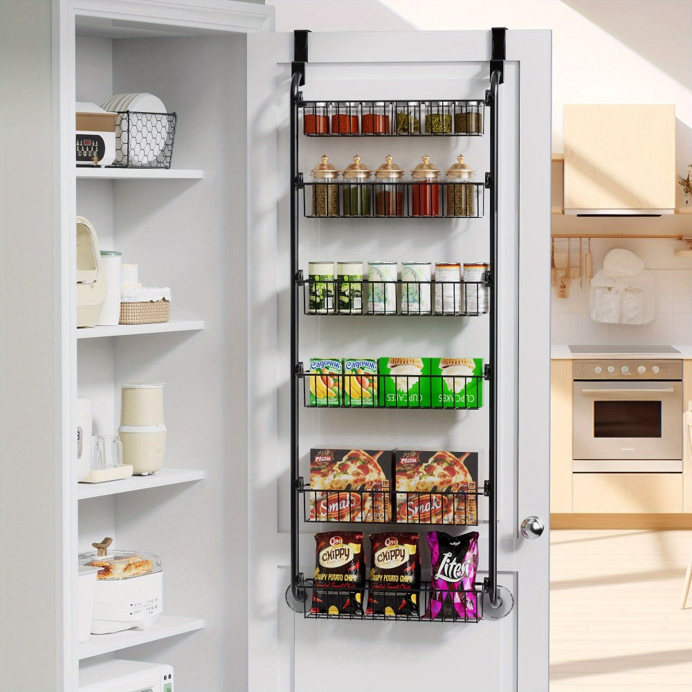 Over-the-Door Metal Organizer Rack 6 & 8 Tier – Pantry Storage, Spice Rack, Kitchen Cabinet Organizer, Holds Up to 80 Lbs
