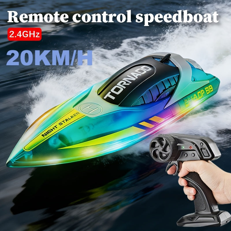 Remote Control Speedboat 25KM/H with Auto Flip Reset Night Light & Low with the Listed Color, Size or Set Options for Everyday Use