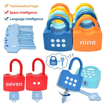 Preschool Math Lock and Key Counting Toy 10 Sets – Number Recognition Manipulative for Kids Ages 3-5, Color-Coded Kindergarten Math