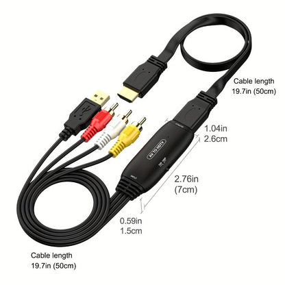 RCA to HDMI Converter 1080P Analog Composite AV to HD, Connects DVD VCR VHS PS3 Game Console Android TV Box to HDMI TV