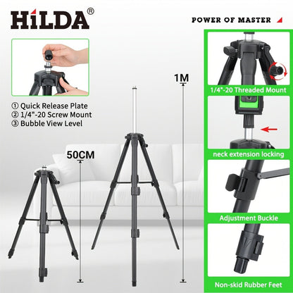 Green-and-Black Cross-Line Laser Level in Two Kits with Optional Black Tripod Checkout Pictured