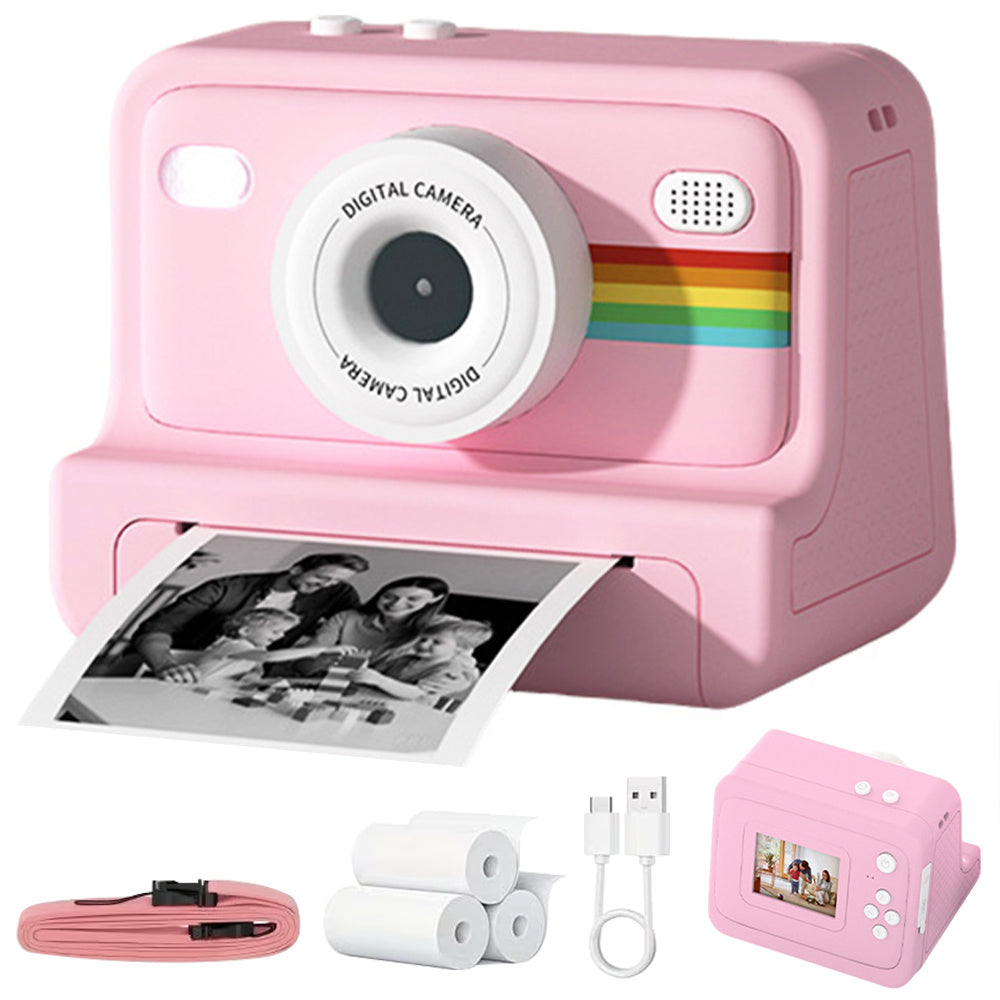 Instant Print Digital Camera with 1-Second Photo Printing, 1080P HD Screen, Selfie & Video Camera