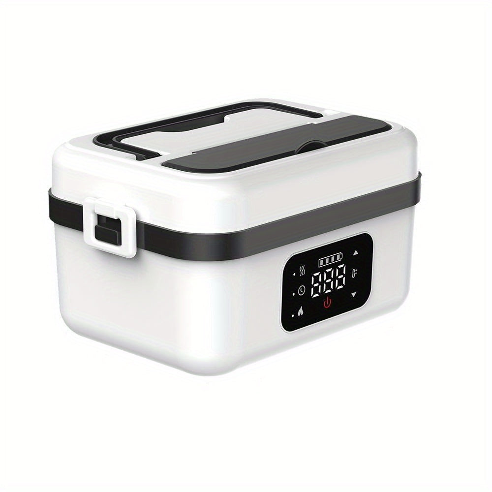 Heated Lunch Box, 8000mAh Battery-Powered 60W Food Warmer with 1L Stainless Steel Inner Container