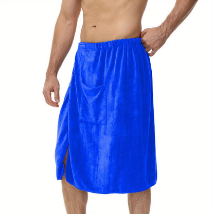 Bath Towels Wearable Mens Wrap 320GSM Suede Microfiber in Blue or Brown for Shower and Spa
