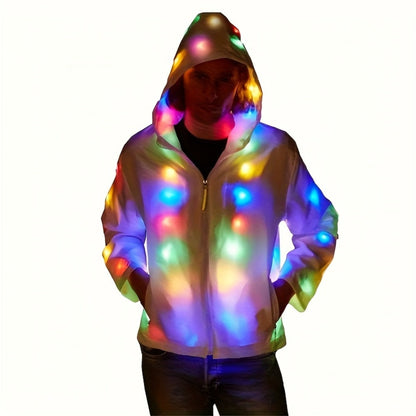LED Light Up Party Jacket for Adults, Glowing Rave Costume Unisex Luminous Coat for Halloween, Christmas