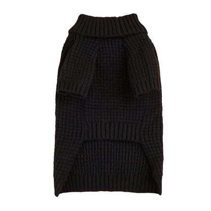 Dog Turtleneck Sweater Black – High Neck Ribbed Cuffs Warm Pet Sweater for Small Medium Large Dogs & Cats, Full-Belly Snap Button Closure