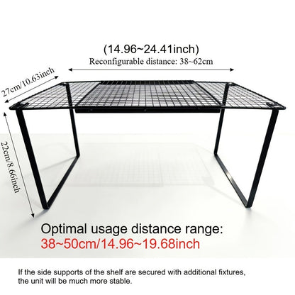 Expandable Cabinet Shelf Organizer, Metal Height-Adjustable Wardrobe Shelf Divider, Vertical Space-Saving Storage Rack for Kitchen