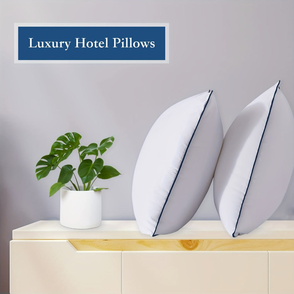 Hotel Quality Sleep Pillows Firm Support Cool-to-Touch Fiber Fill 2/4 Pack – Back Stomach Side Sleeper Pillow Set Soft Breathable Bed