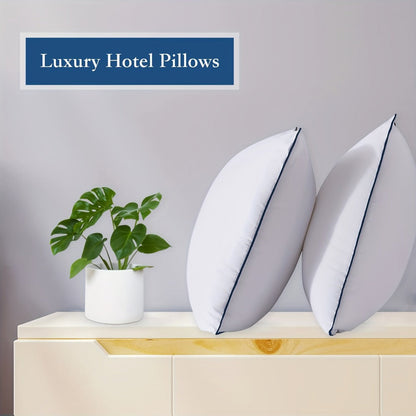 Hotel Quality Sleep Pillows Firm Support Cool-to-Touch Fiber Fill 2/4 Pack – Back Stomach Side Sleeper Pillow Set Soft Breathable Bed