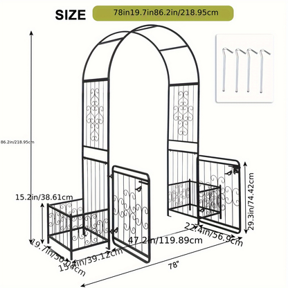 Wrought Iron Garden Arch 7ft Rose Trellis Multi-Style for Garden, Patio and Yard Use, with the Listed Configuration