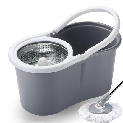 360 Spin Mop and Bucket Set with Wringer – Stainless Steel Extended Handle Spinning Mop Bucket System with Microfiber Mop Refills