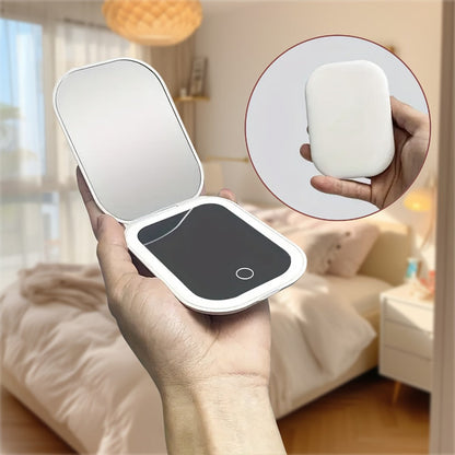 10X LED Lighted Compact Mirror USB Rechargeable 1X 10X Magnification Dimmable 3-Color Touch Screen – Double Sided Portable Travel Pocket