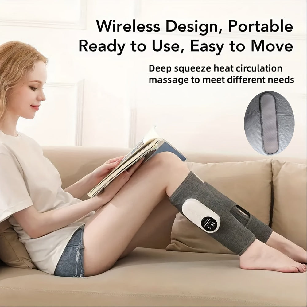 Air Compression Leg Massager, Cordless Calf & Foot Massager with 3 Intensity Levels for Legs, Thighs