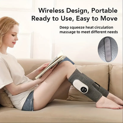Air Compression Leg Massager, Cordless Calf & Foot Massager with 3 Intensity Levels for Legs, Thighs
